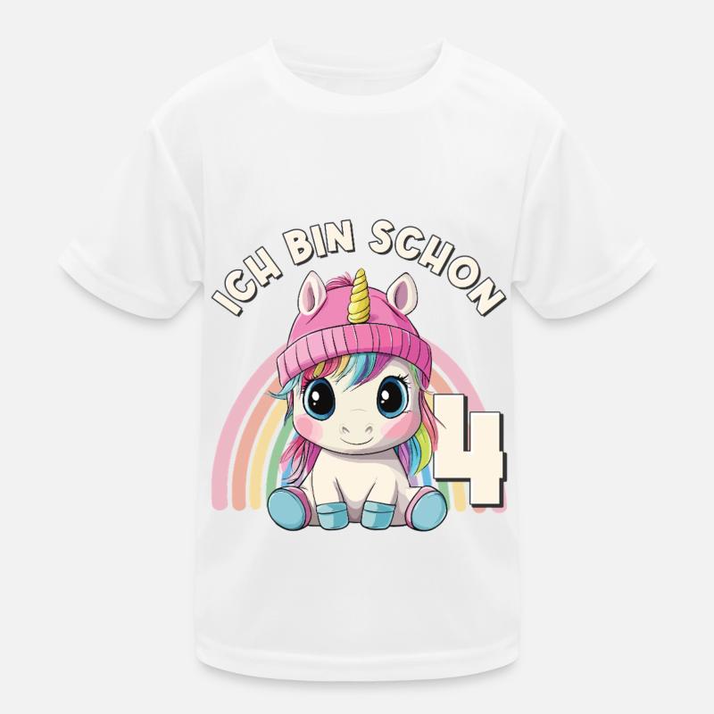 4. Geburtstag Einhorn Regenbogen Süß Niedlich Kinder Funktions-T-Shirt