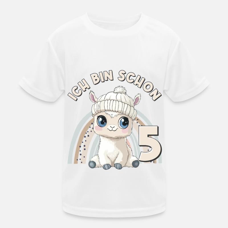 5ème anniversaire Alpaga Lama Arc-en-ciel Mignon Mignon T-shirt sport Enfant