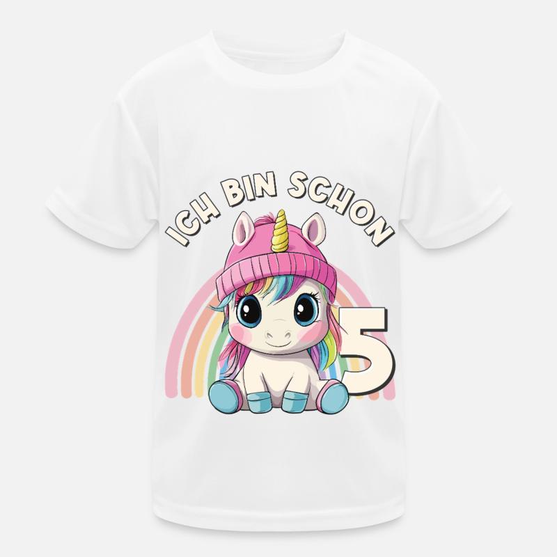 5. Geburtstag Einhorn Regenbogen Süß Niedlich Kinder Funktions-T-Shirt