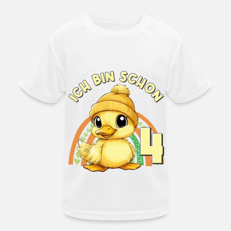 4th Birthday Duck Rainbow Cute Cute Kids Functional T-Shirt