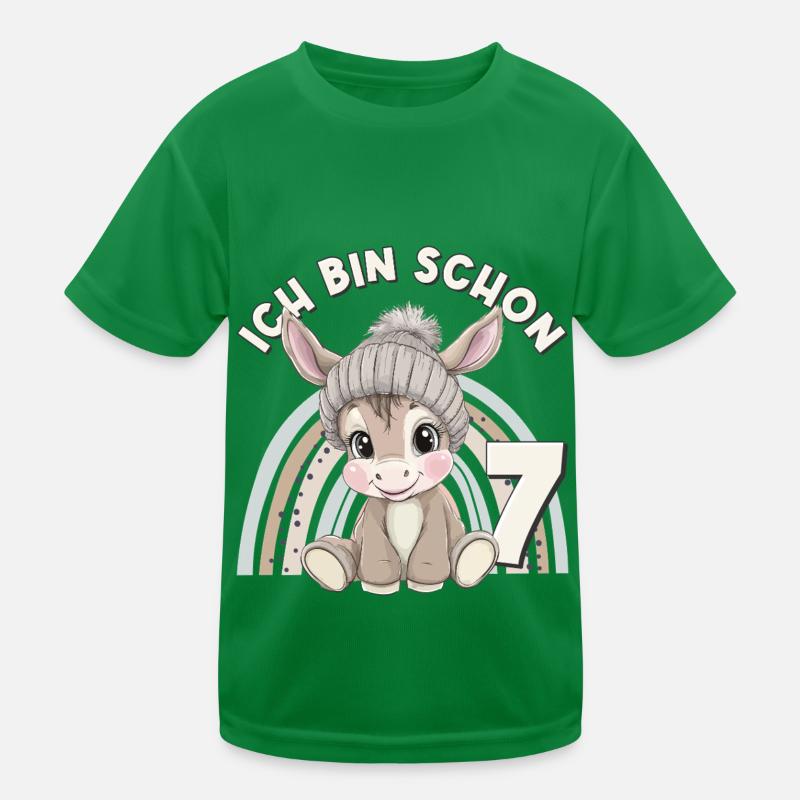 7. Geburtstag Esel Regenbogen Süß Niedlich Kinder Funktions-T-Shirt