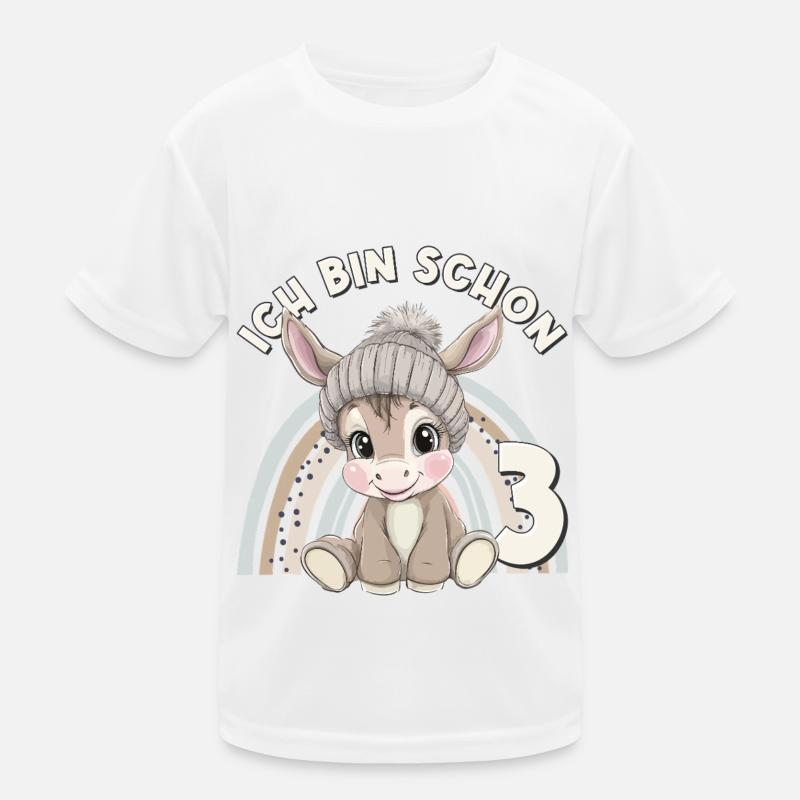 3. Geburtstag Esel Regenbogen Süß Niedlich Kinder Funktions-T-Shirt