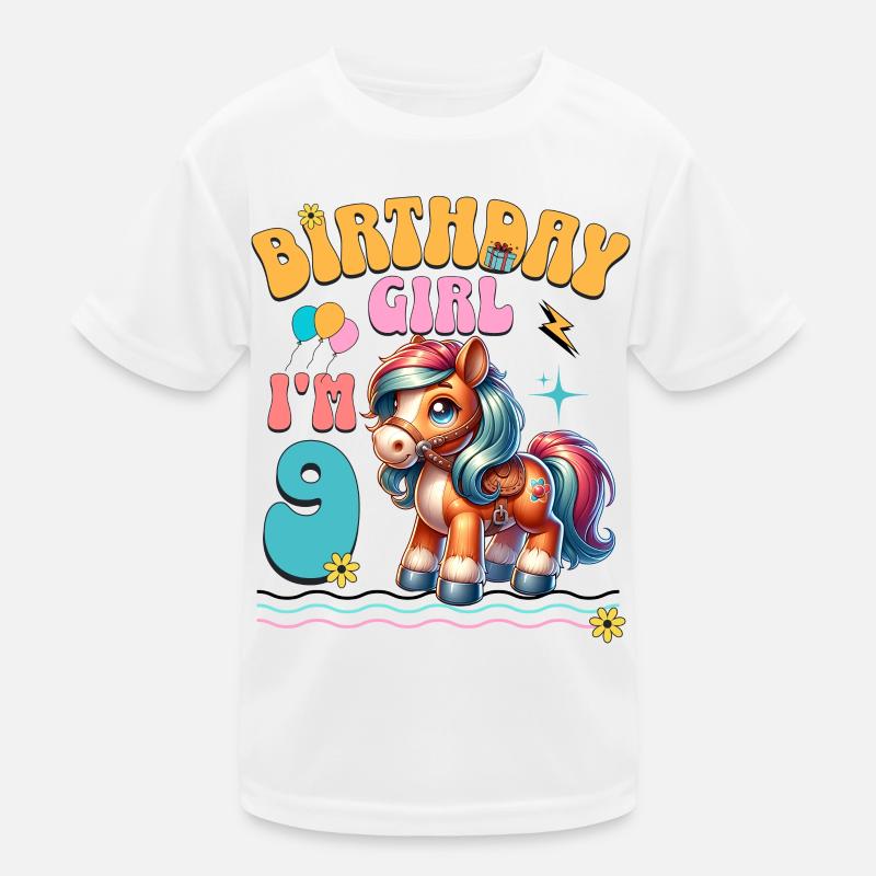 poney 9e anniversaire fille équitation T-shirt sport Enfant
