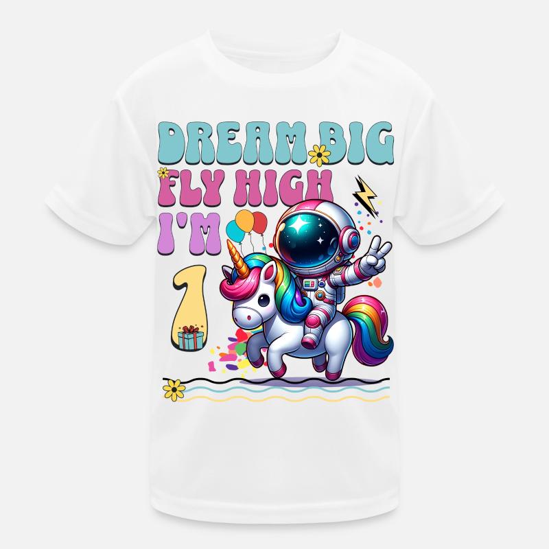 Astronaut Einhorn 1. Geburtstag Kinder Funktions-T-Shirt
