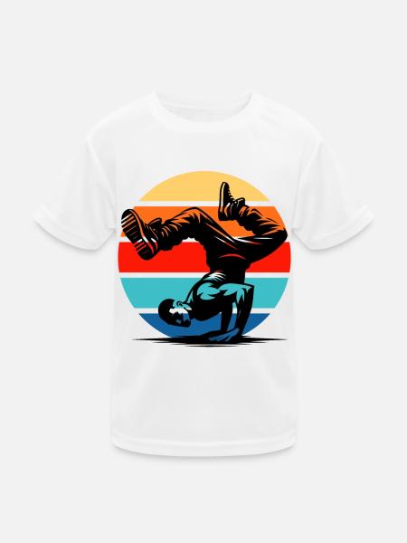 Breakdance - Kinder Funktions-T-Shirt - Weiß