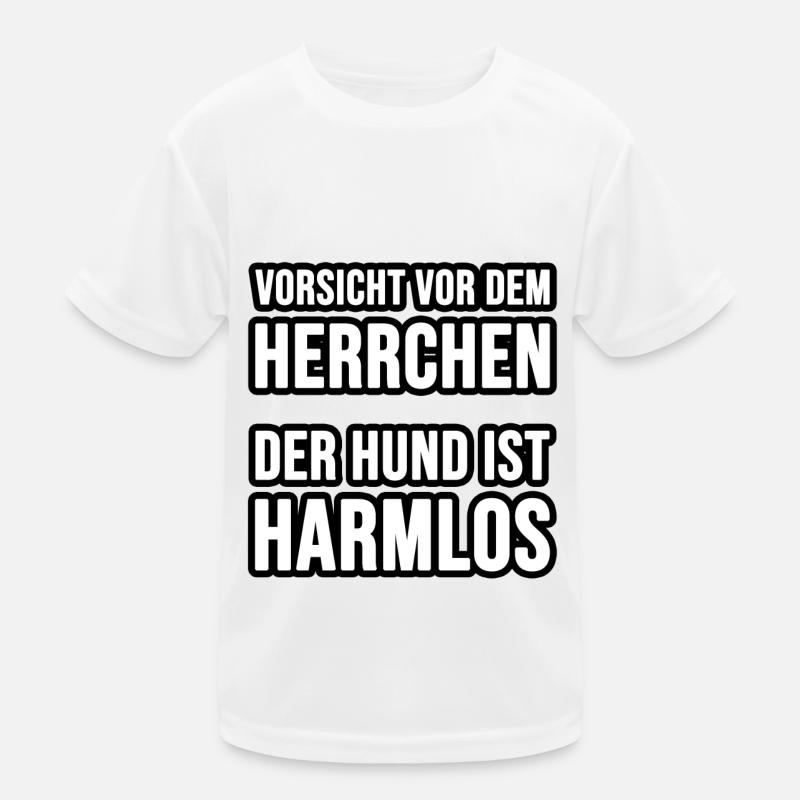 Vorsicht vor dem Frauchen oder Herrchen, der Hund Kinder Funktions-T-Shirt
