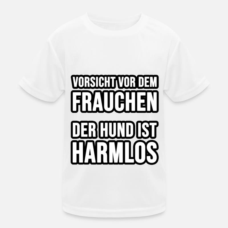 Vorsicht vor dem Frauchen oder Herrchen, der Hund Kinder Funktions-T-Shirt
