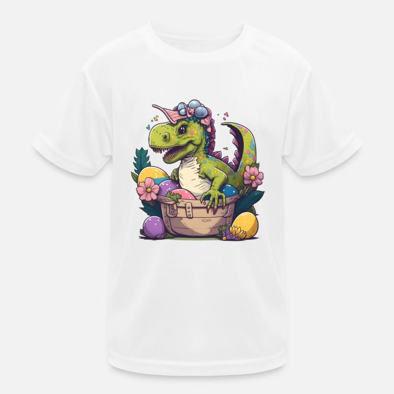 Dino dans un panier de Pâques avec des œufs de Pâques T-shirt sport Enfant