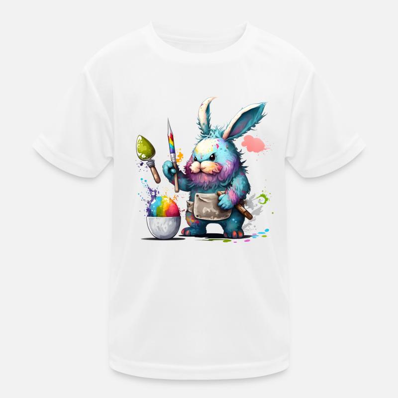 Lapin de Pâques de dessin animé avec œuf de Pâques T-shirt sport Enfant