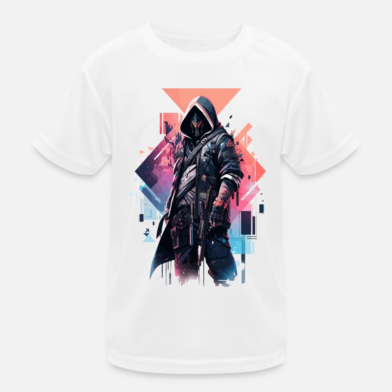 Epic Gamer Cyber Assassin with Robot Mask Kids Functional T-Shirt