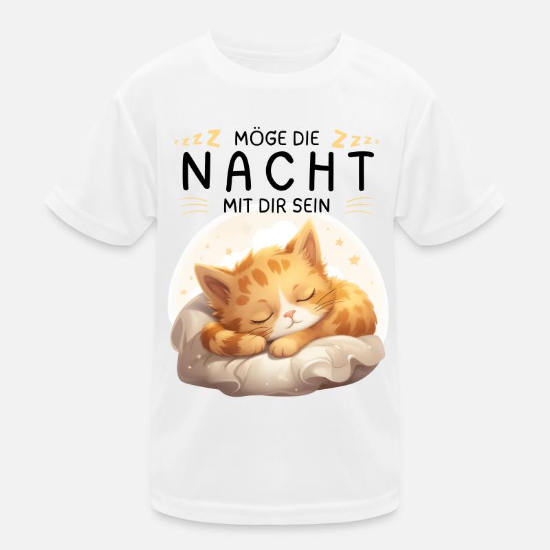 Möge die Nacht mit dir sein - Schlafshirt Katze Kinder Funktions-T-Shirt