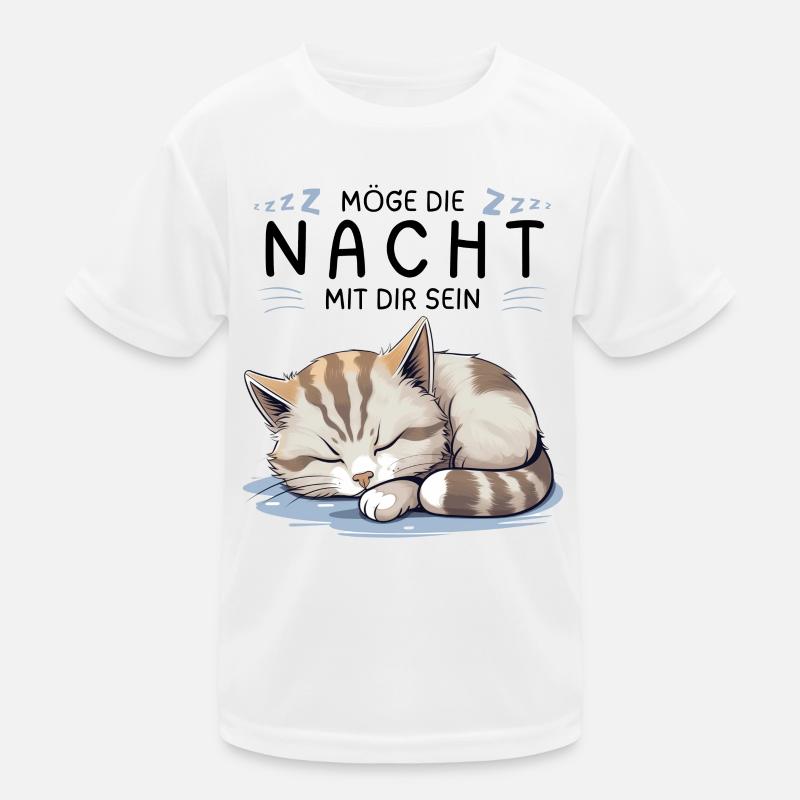 Möge die Nacht mit dir sein - Schlafshirt Katze Kinder Funktions-T-Shirt