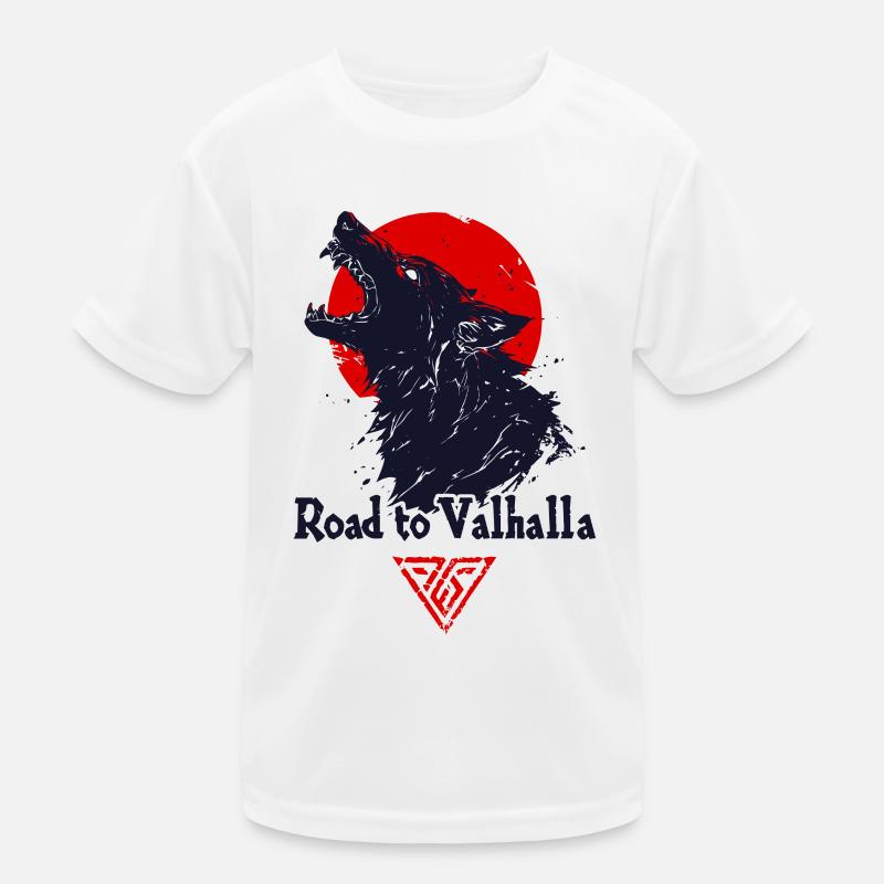 Route du loup hurlant vers la lune du Valhalla T-shirt sport Enfant