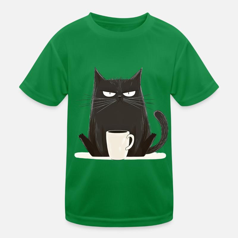 with Coffee - Cartoon Style Kids Functional T-Shirt