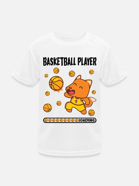 Basketball Player Loading Basketballer Fox Playing - Kids Functional T-Shirt - white - Front
