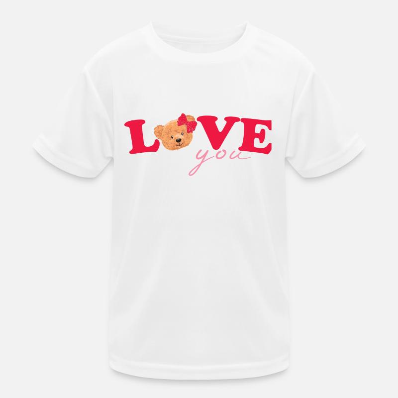 Teddy Love Red White Kids Functional T-Shirt