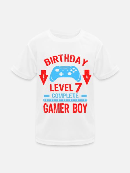 Sept 7 ans BDay Son Garçon Drôle Gamer 7ème 7 ans - T-shirt sport Enfant - blanc - Devant