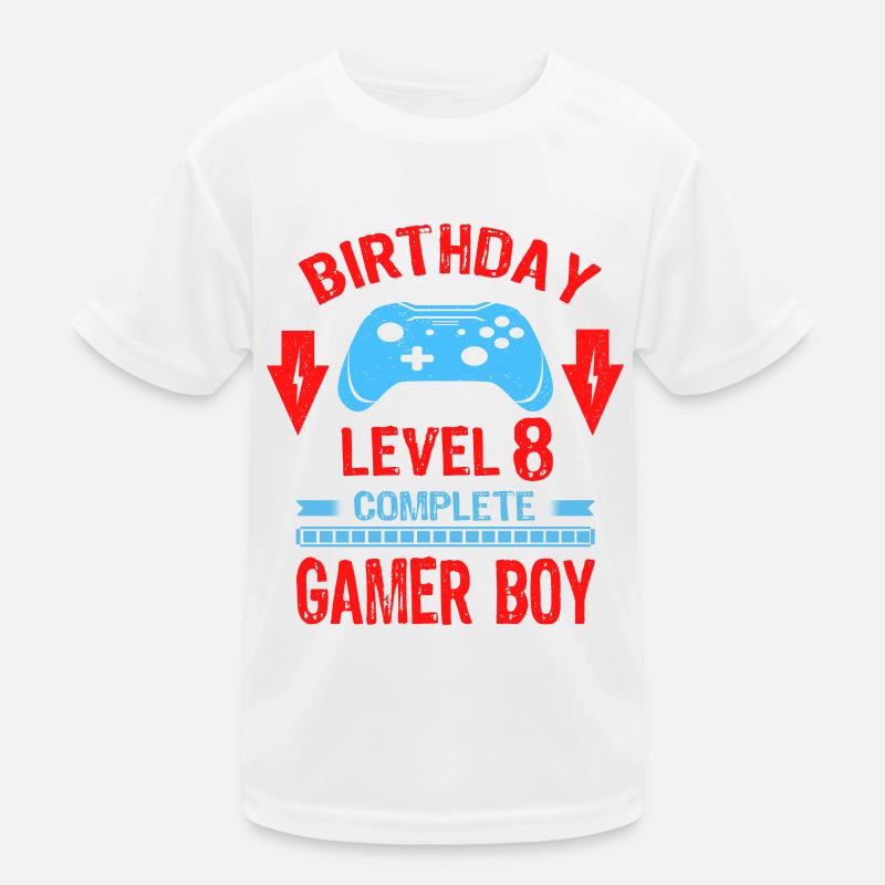 Eight 8yr BDay Son Boy Funny Gamer 8th 8 Year Old Kids Functional T-Shirt