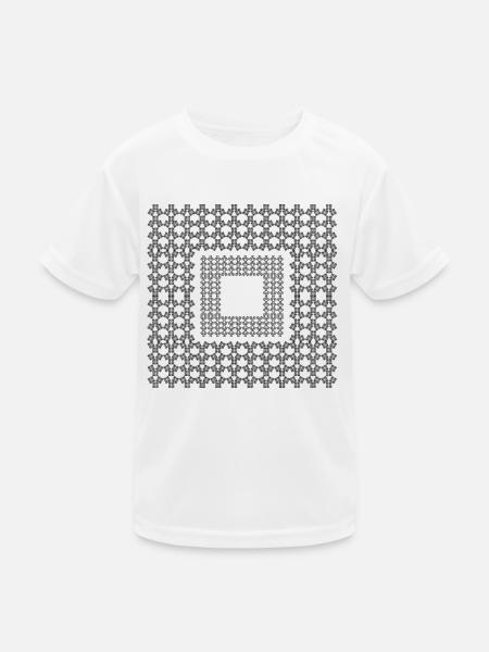 Quadratisches Dekor - Kinder Funktions-T-Shirt - Weiß - Vorne