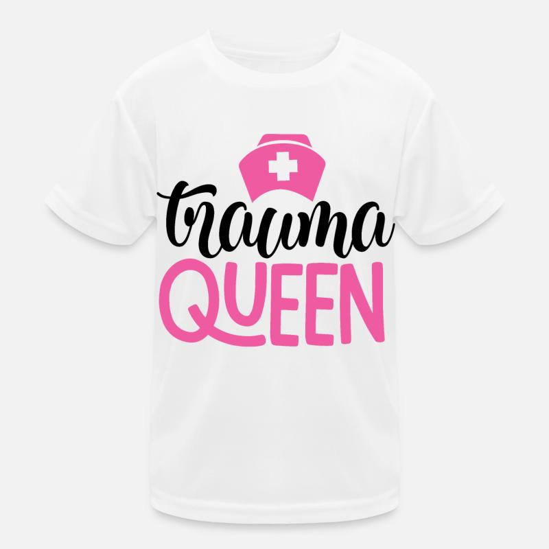 Slogan d'infirmière rose Trauma Queen T-shirt sport Enfant