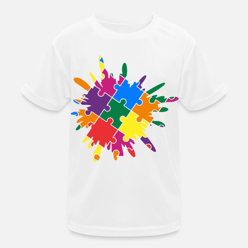Puzzle de sensibilisation à l'autisme Splash coloré T-shirt sport Enfant