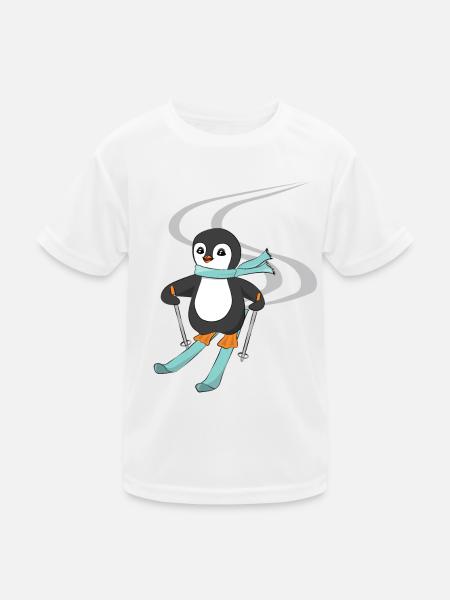 Skiing Penguin Ski School Kids Instructor - Kids Functional T-Shirt - white - Front