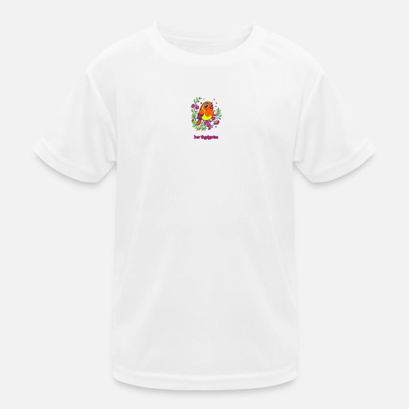 Rotkehlchen Neon Poppig – Der Vogelgarten Kinder Funktions-T-Shirt