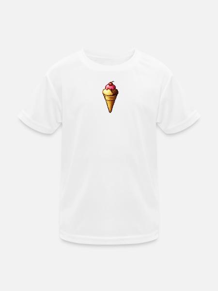 Retro Pixel Eiscreme Cone - Kids Functional T-Shirt - white - Front
