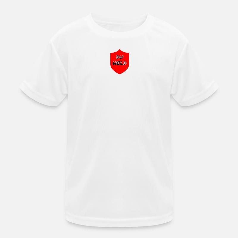 Du Held Schild - Kinder Funktions-T-Shirt - Weiß