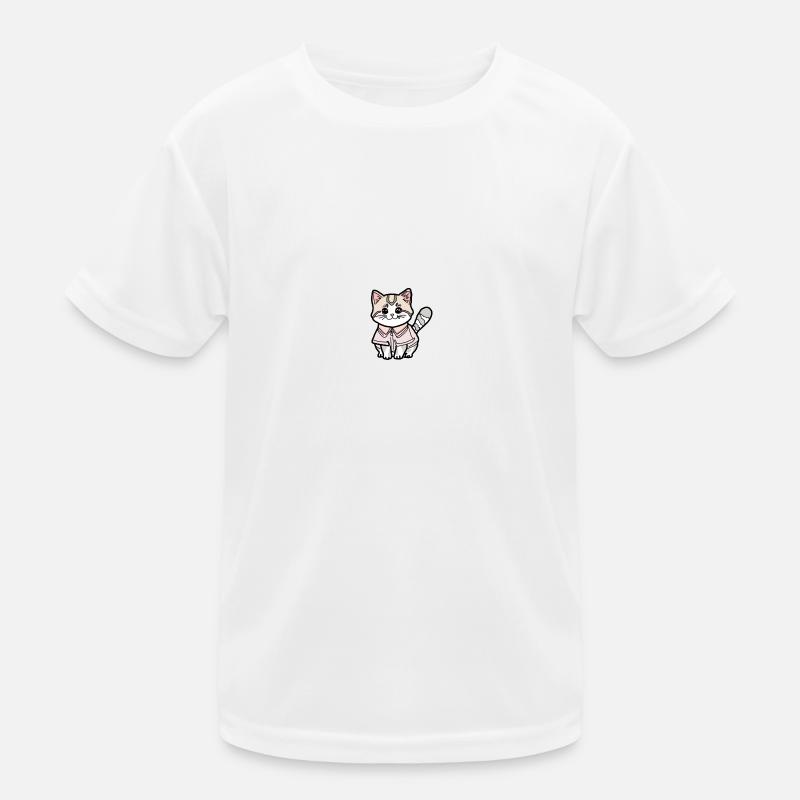 Katze mit Pulli - Kinder Funktions-T-Shirt - Weiß
