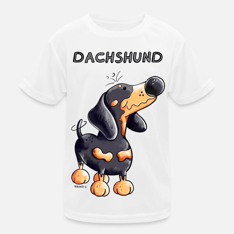 Knuffiger Dackel - Kinder Funktions-T-Shirt - Weiß