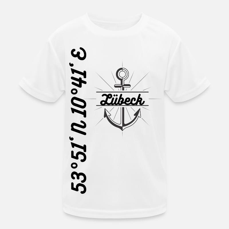 Lübeck coordinates Maritime motif Kids Functional T-Shirt