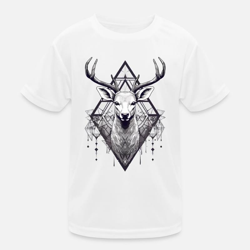 Schwarz-weißer Hirsch-Boho-Stil Kinder Funktions-T-Shirt