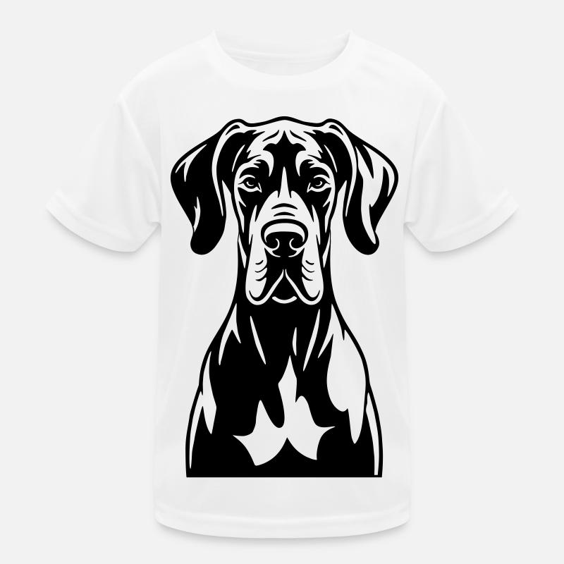 Dogge Frontal  - Kinder Funktions-T-Shirt - Weiß