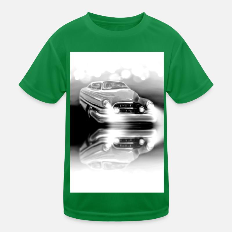 Schwarz weiß Auto Oldtimer Kinder Funktions-T-Shirt
