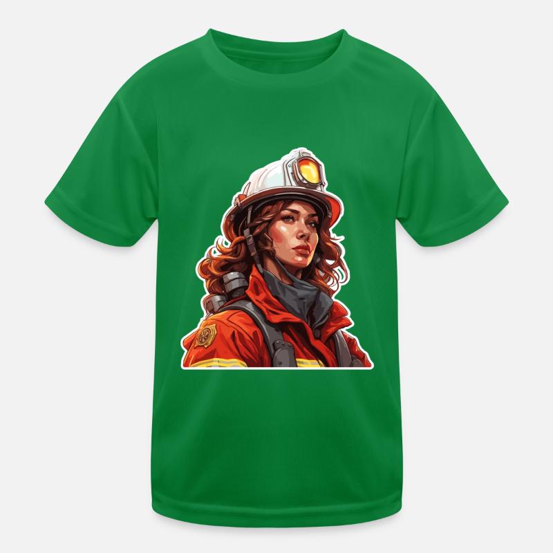 Firefighter / Fire / Fire / Extinguish / Heroine Kids Functional T-Shirt