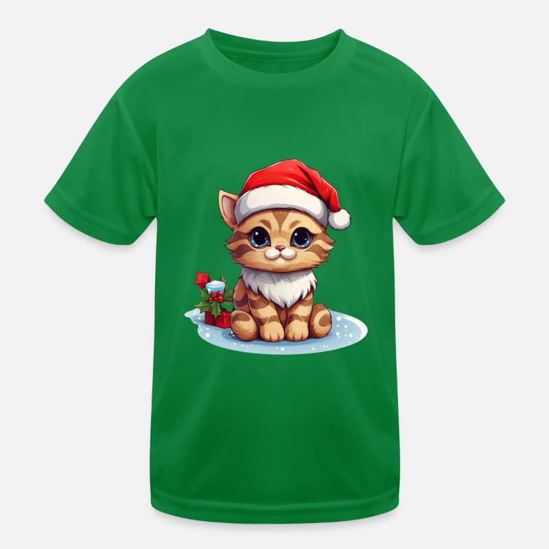 Patte de Noël : Chat mignon avec chapeau T-shirt sport Enfant