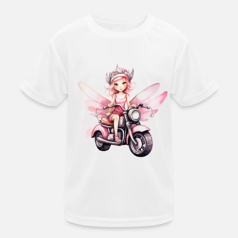 Feenmädchen mit Motorrad Kinder Funktions-T-Shirt