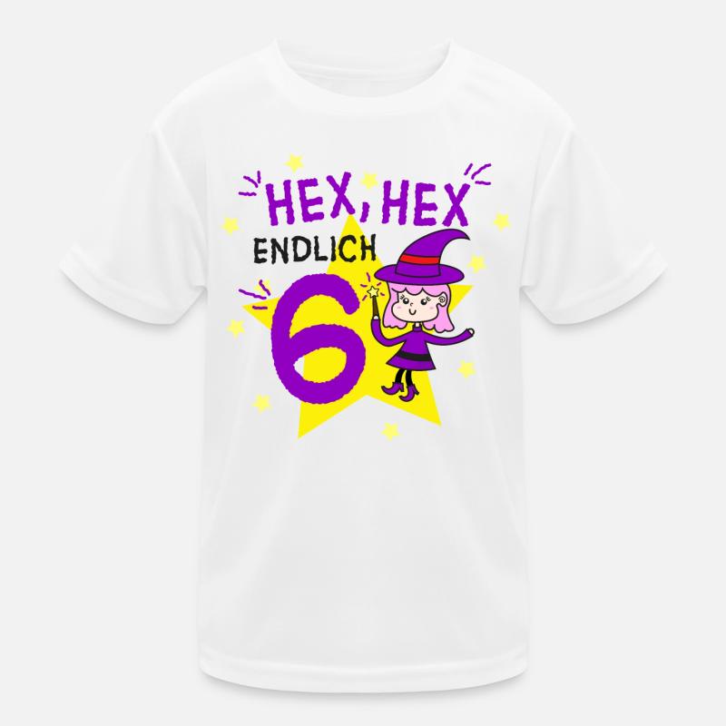 Kinder 6. Geburtstag Mädchen Hexe 6 Jahre Kinder Funktions-T-Shirt