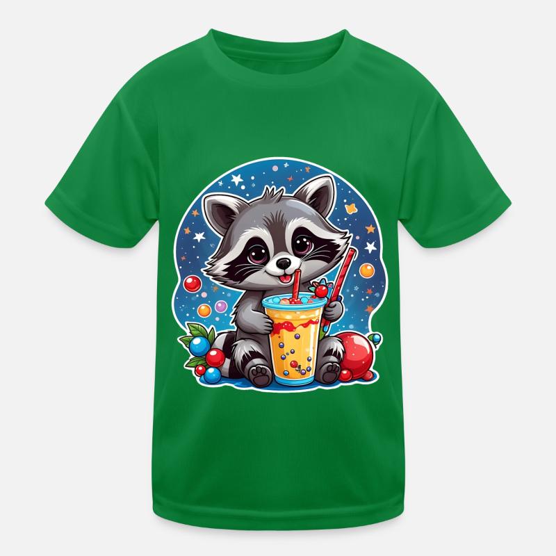 raton laveur mignon buvant de la limonade avec de la paille T-shirt sport Enfant