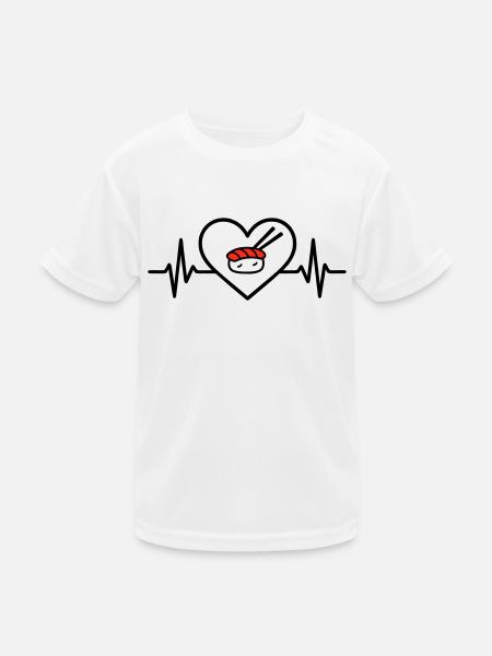 Sushi Japanische Kueche Herz - Kinder Funktions-T-Shirt - Weiß - Vorne
