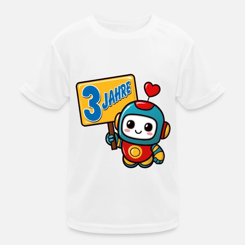 Drei Jahre kleiner Roboter Kindergeburtstag Kinder Funktions-T-Shirt