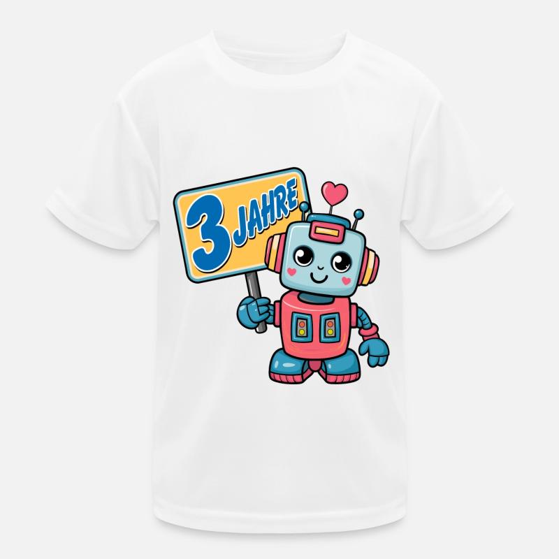 Drei Jahre kleiner Roboter Kindergeburtstag Kinder Funktions-T-Shirt