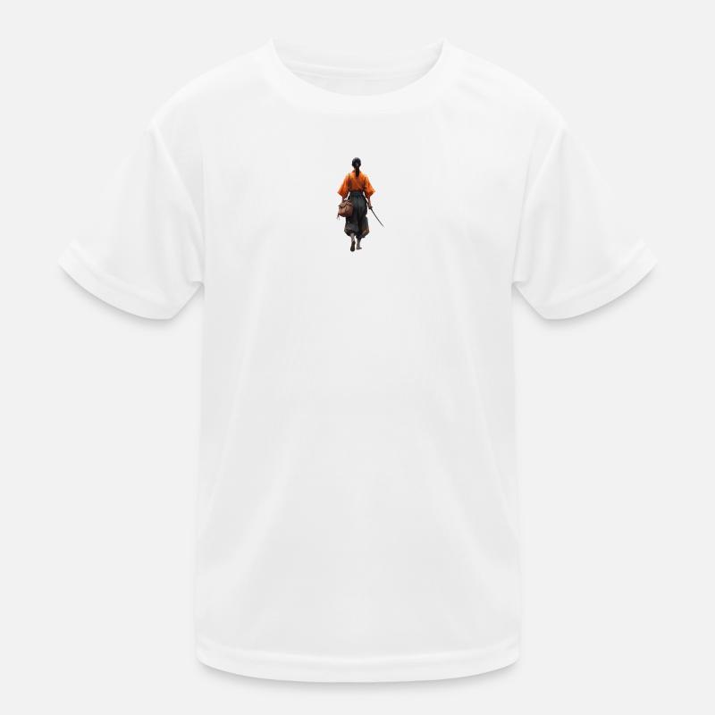 Samurai Silhouette im Orangen Gewand Kinder Funktions-T-Shirt