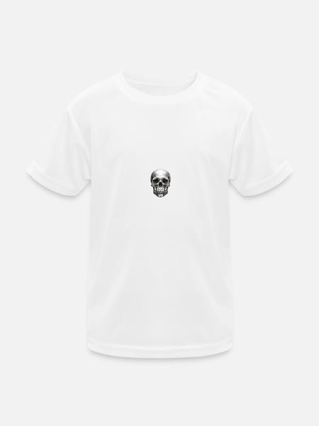 Totenkopf Handgezeichnet - Kinder Funktions-T-Shirt - Weiß