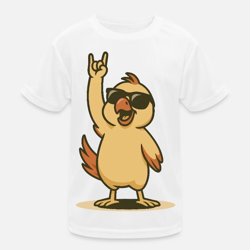 Cool Parrot Chick Rocker Style Kids Functional T-Shirt