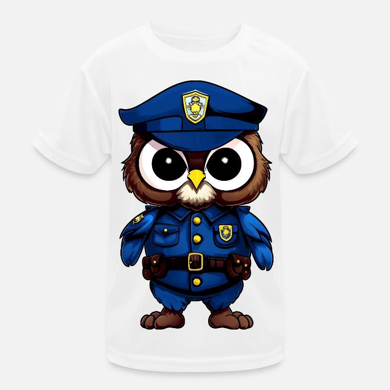 Owls Policeman / Police Bird Kids Functional T-Shirt