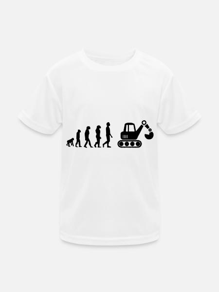 Evolution mechanischer Bagger - Kinder Funktions-T-Shirt - Weiß