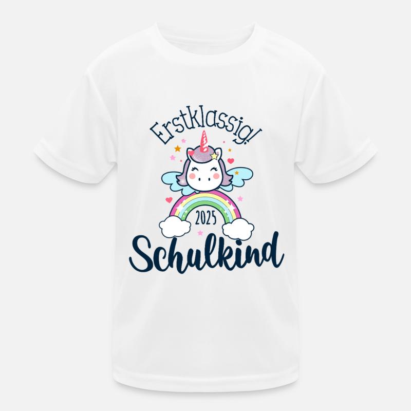 Schulkind 2025 Einschulung Einhorn Kinder Funktions-T-Shirt