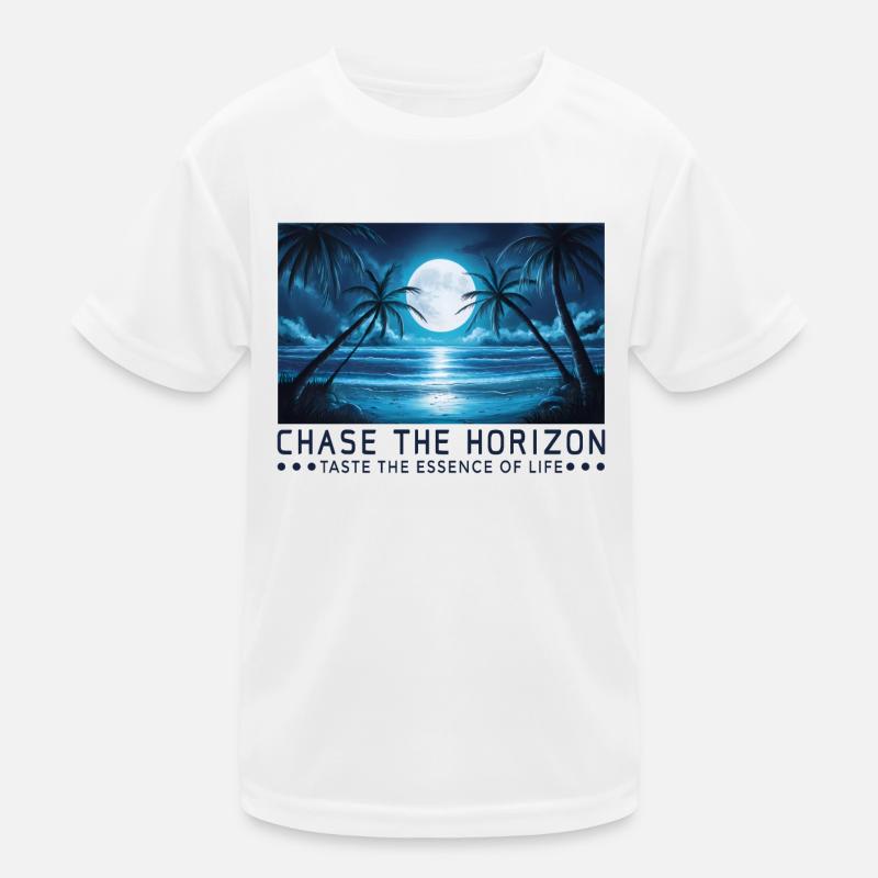 Dem Horizont nachjagen Spruch Sprüche Motto Kinder Funktions-T-Shirt